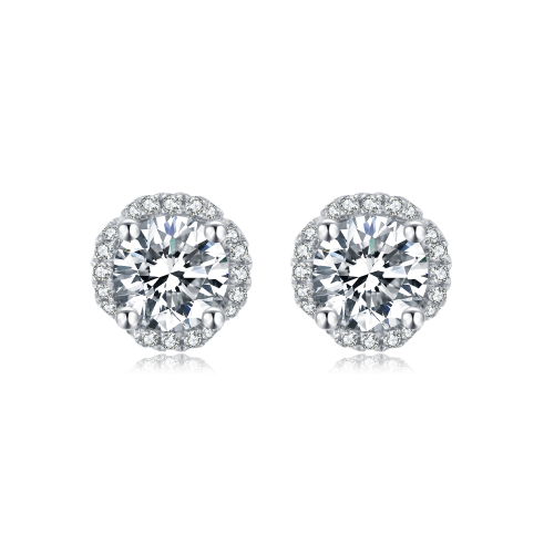 Baroque Luxury  925 Sterling Silver Moissanite Women Engagement Diamond Prongs Gemstones Wedding Party Women Stud Earrings